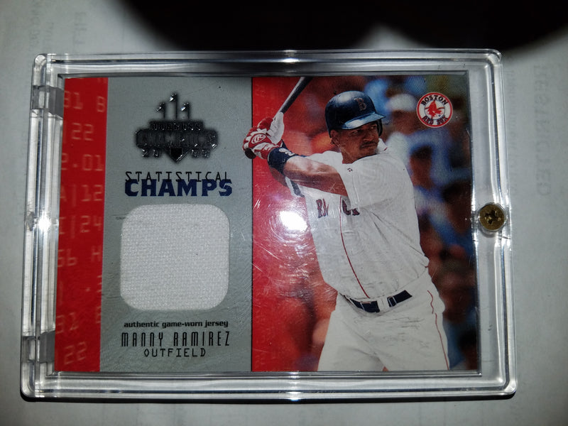 2003 Donruss Champions Statistical Champs Materials #11 Manny Ramirez –  Papas Cards and Stamps